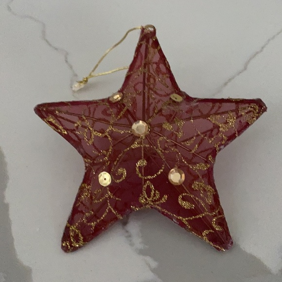 Set of 5 Burgundy and Gold Ornaments - Picture 3 of 5